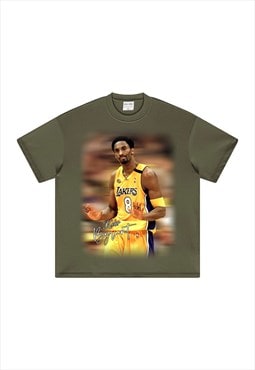 Khaki  Kobe Graphic Cotton fans T shirt tee