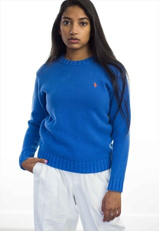 VINTAGE POLO RALPH LAUREN LOGO SWEATER JUMPER 90S M 19.1