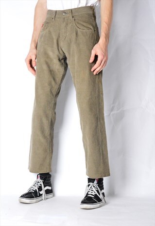 VINTAGE 90S KHAKI BROWN CORDUROY PANTS