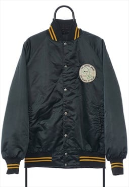 Vintage 90s Apollo MTO Black Varsity Jacket Mens