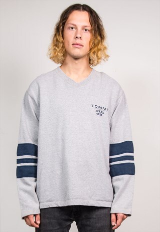 90'S VINTAGE TOMMY JEANS HILFIGER GREY SWEATSHIRT