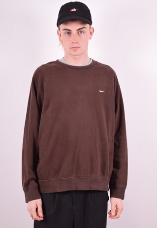 NIKE MENS VINTAGE SWEATSHIRT JUMPER LARGE BROWN 90'S