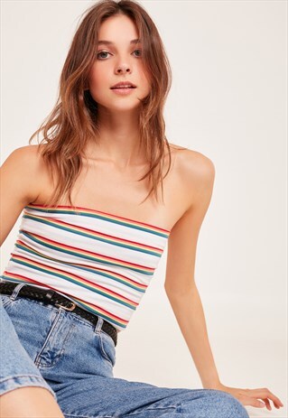 RAINBOW BANDEAU TOP