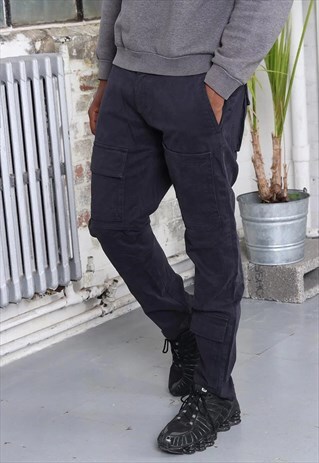 VINTAGE BURBERRY CARGO TROUSERS LOGO BLUE NAVY