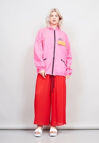 VINTAGE 80'S AESSE OVERSIZED NEON PINK SHELL JACKET