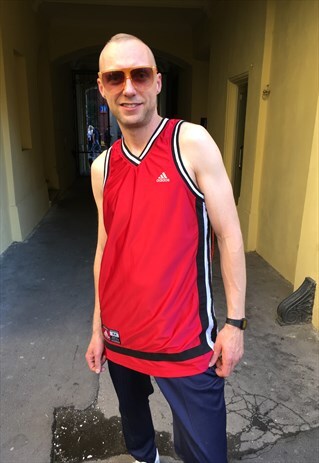 VINTAGE 90' ORIGINAL ADIDAS UNISEX RED OLDSCHOOL TANK TOP