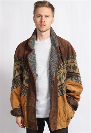VINTAGE AZTEC FLEECE LINED FESTIVAL JACKET