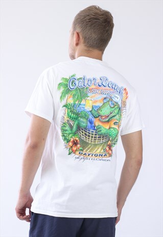 VINTAGE MENS GATOR BEACH FLORIDA DAYTONA BIG LOGO T-SHIRT