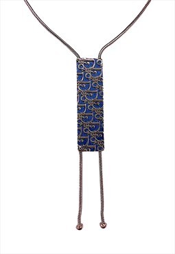 Christian Dior Necklace Blue Silver Monogram Trotter Tag