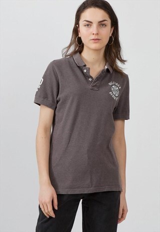 VINTAGE BROWN TOMMY HILFIGER SHORT SLEEVE POLO SHIRT TOP