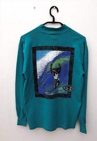 Vintage Maui and sons green surf long sleeve T-shirt small 