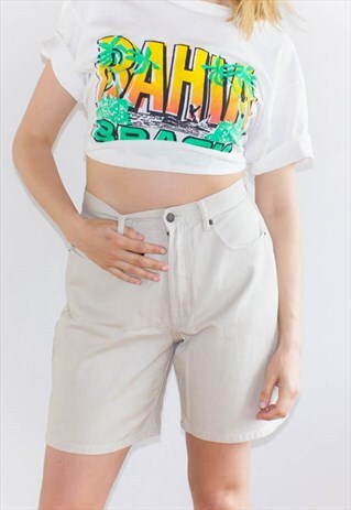 VINTAGE 90'S BEIGE HIGH WAIST MOM SHORTS
