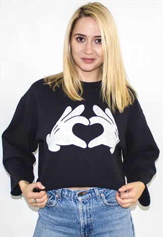 RETRO 90'S DISNEY PRINT CROPPED SWEATSHIRT
