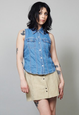 VINTAGE BLUE SLEEVELESS LEVI'S DENIM SHIRT