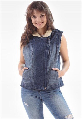 DENIM SHERPA VEST GILET
