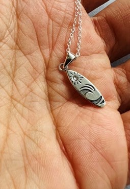 Surfboard Beach pendant necklace - 925 Sterling