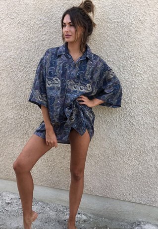 PATTERNED OVERSIZED RETRO VINTAGE UNISEX FESTIVAL SHIRT
