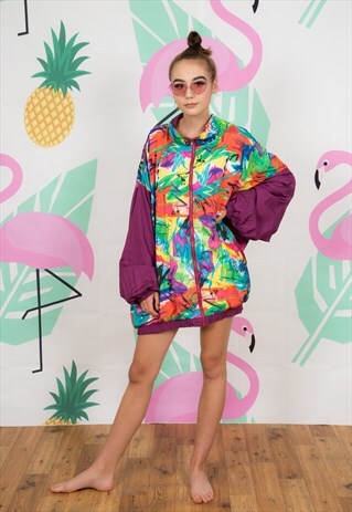 OVERSIZED MULTI COLOURED VINTAGE SHELLSUIT JACKET UNISEX