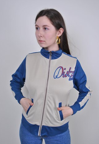 80S HIGH NECK SPORT JACKET, VINTAGE BEIGE TRACK JACKET