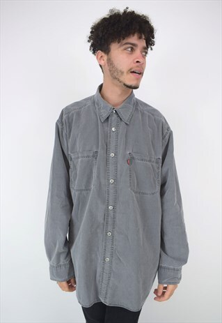 VINTAGE 90'S LEVI'S GREY CORDUROY LONG SLEEVE SHIRT