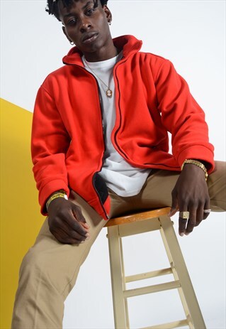 VINTAGE FLEECE JACKET IN RED.