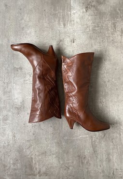 Vintage GABOR real leather brown heel boots