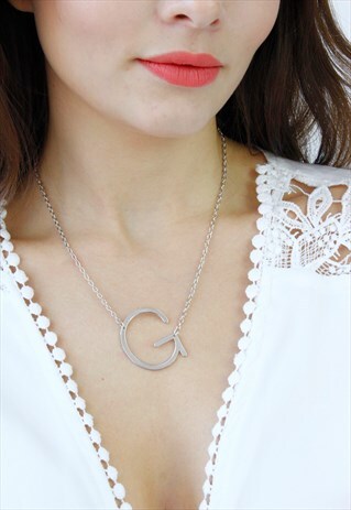 SILVER LETTER 'G' MONOGRAM CHAIN NECKLACE