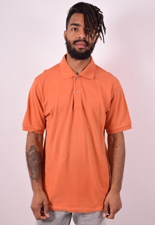 LOTTO MENS VINTAGE POLO SHIRT LARGE ORANGE 90S