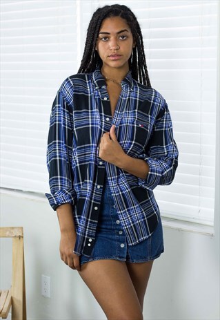 VINTAGE TOMMY HILFIGER SHIRT FLANNEL LOGO 90S XL 7.9