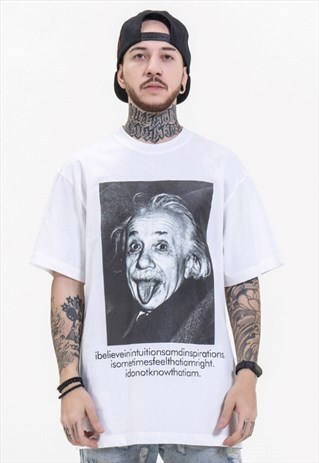 SCIENTIST EINSTEIN PATTERN LOOSE T-SHIRT