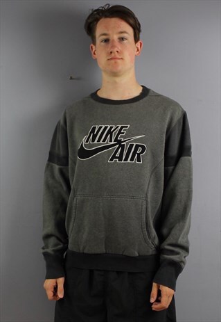 VINTAGE NIKE AIR SWEATSHIRT JUMPER IN GREY WITH EMBROIDERED