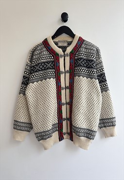 Vintage Norlender Cardigan Sweater Wool Knit Fair Isle