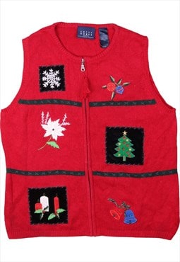 Crazy Horse 90's Vest Sleeveless Full Zip Up Gilet Large Red