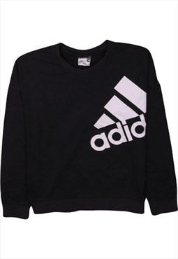 Vintage 90's Adidas Sweatshirt Spellout Crew Neck Black