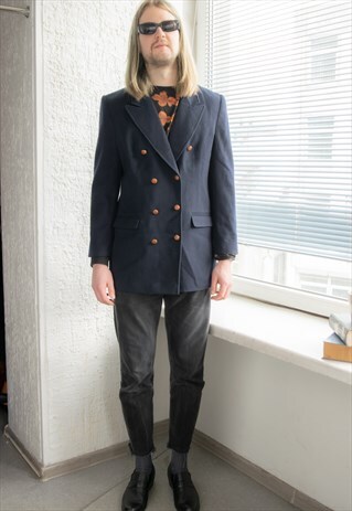 VINTAGE 70'S NAVY WOOL DOUBLE BREASTED AUSTRIAN JACKET