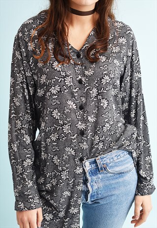 90'S RETRO TIE UP MOMS BLOUSE SHIRT TOP