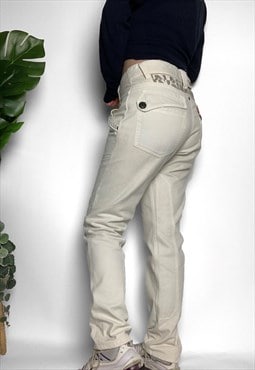 Napapijri straight leg linen trousers embroidered y2k
