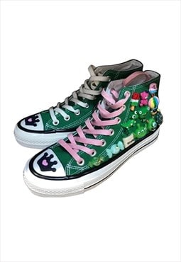 Customized trainers Alien patch sneakers in green