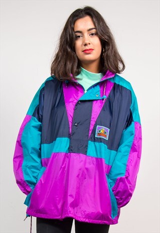 VINTAGE 90'S COLOURBLOCK CAGOULE JACKET COAT