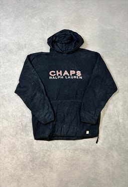 Chaps Fleece Hoodie Pullover Sweatshirt with Spell Out Logo