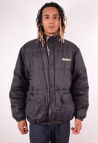 MENS VINTAGE PADDED JACKET MEDIUM BLACK 90S