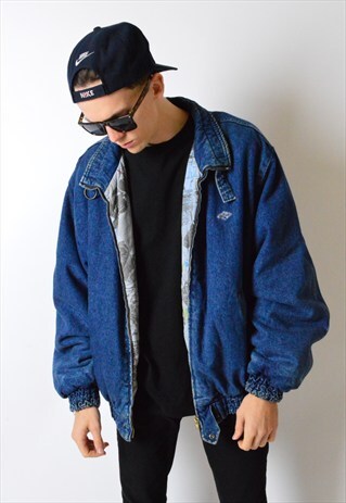 VINTAGE 90S MINIMALIST WARM DENIM BOMBER JACKET