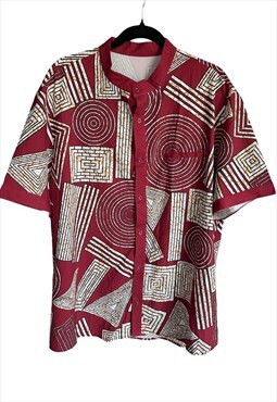 Vintage 80s 90s baggy  abstract bowling shirt