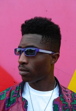 PURPLE RETRO BOLD SLIM SUNGLASSES