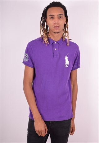 POLO RALPH LAUREN MENS VINTAGE POLO SHIRT LARGE PURPLE 90S