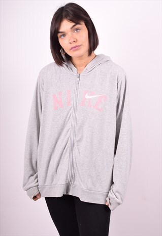 NIKE WOMENS VINTAGE HOODIE JACKET XL GREY 90'S