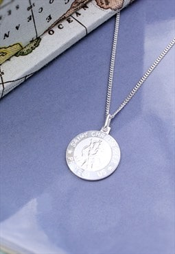 Sterling Silver Personalised St Christopher Necklace