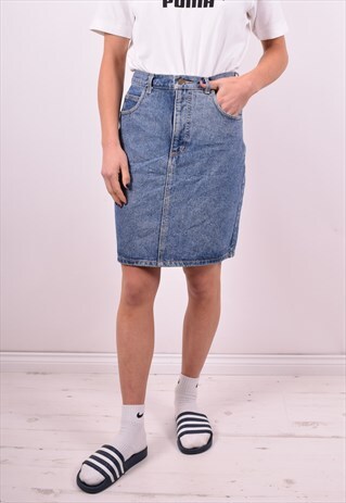GUESS WOMENS VINTAGE DENIM SKIRT W28 BLUE 90'S