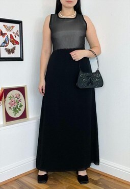 Vintage 90s black chiffon maxi dress