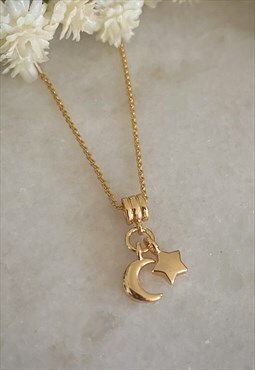 Nova Gold Moon and Star Necklace